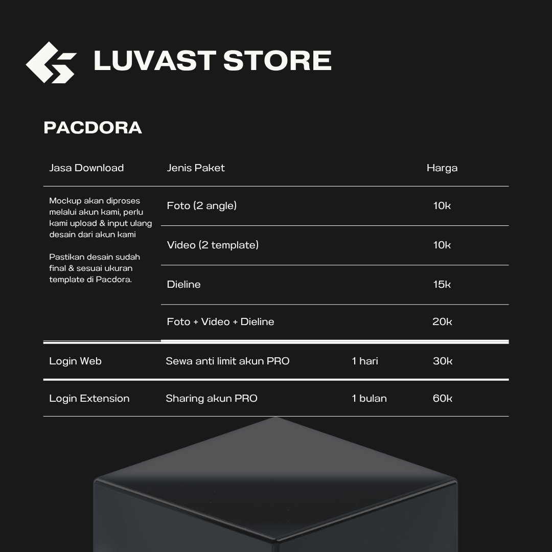 withluvast's tweet photo. Aku bisa bantu mockup Pacdora ✨

📦 Box packaging
🧴 Botol &amp; jar
👕 Kaos
🎟️ Lanyard
🛍️ Pouch
dan masih banyak lagi 👀

Tersedia foto mockup, video mockup, hingga dieline siap pakai ✨ 
joki jasa tugas #zonauang https://t.co/blxbNghVxZ