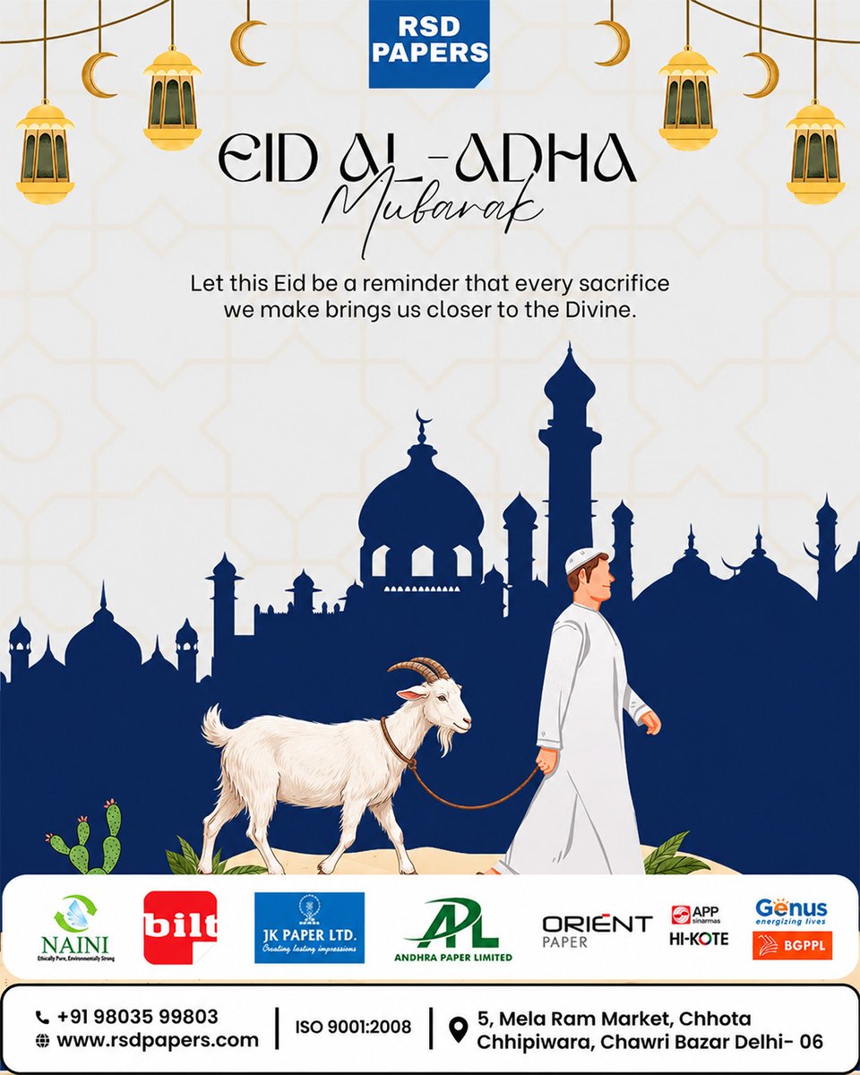 rsdpapers1970's tweet photo. 🌙 Eid al-Adha Mubarak from RSD Papers!
Wishing you peace, happiness &amp; endless blessings this festive season ✨

#EidAlAdha #EidMubarak #RSDPapers #FestiveVibes #Blessings #Togetherness https://t.co/5Z778giqgc
