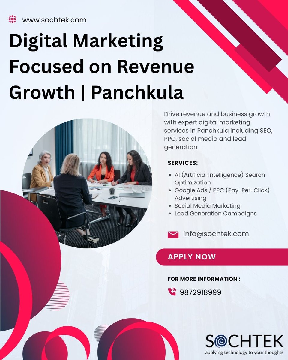 sochtek's tweet photo. Grow your business with Sochtek’s revenue-focused digital marketing services in Panchkula. From SEO, AI Search Optimization, Google Ads and social media marketing to lead generation campaigns.
https://t.co/cjrH80PkAS
info@sochtek.com
+91 98729 18999

#DigitalMarketing https://t.co/HM5xa9gEbq
