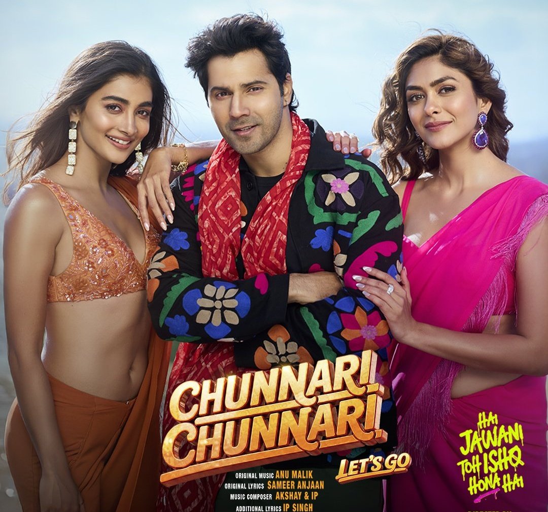 SAMTHEBESTEST_'s tweet photo. VARUN - MRUNAL - POOJA 🔥

#VyahKarwdoJi - Wedding Song
#Wow - Party Number 
#TeraHoJaun - Romantic Number 
#ChunnariChunnari - Love Triangle 

How good the music and song videos strategy have been for #HaiJawaniTohIshqHonaHai 💥

The songs carry diversity and different vibes according to situations and that's exactly what you need in a situational comedy with a trademark #DavidDhawan stuff. It's working big time in the film's flavor ✅ 

Within a week, we will witness the madness of #HJTIHH in theatres. It's the first big release post #IPL and things are looking positive for the film. Let's go...