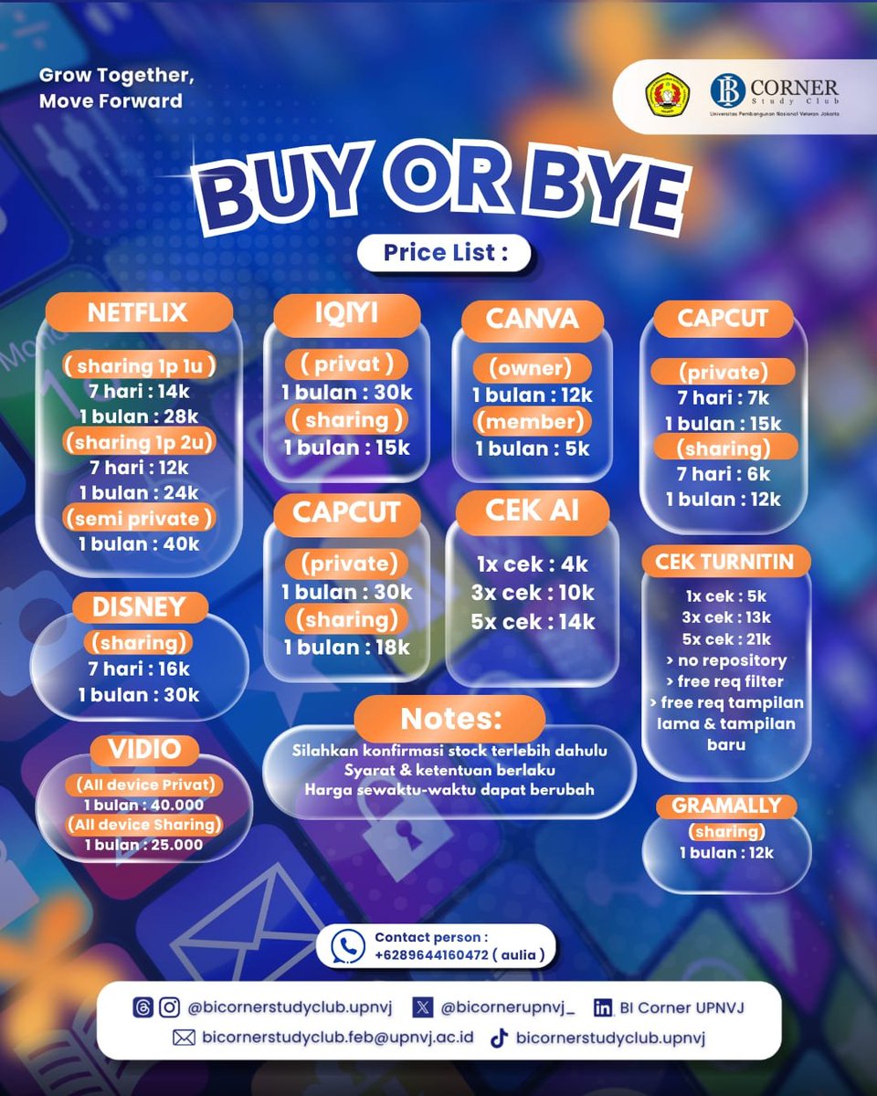 oscreamery's tweet photo. 🚀 BUY OR BYE – APLIKASI PREMIUM 🚀

Nikmati aplikasi premium dengan harga lebih hemat 💸✨
🎬 Streaming lancar
📚 Support kuliah &amp; kerja
📱 Fitur premium tanpa batas

✅ Fast respon &amp; dibantu sampai aktif

📲 089644160472 (Aulia)
#apkpremium #buyorbye_bic #BICorner2026 #trusted https://t.co/Pk87KIhk3q