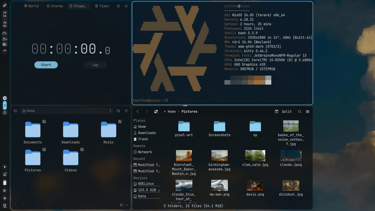 [Niri] x NixOS x Noctalia - Fully reproducable, Matugen x Pywal colors ...