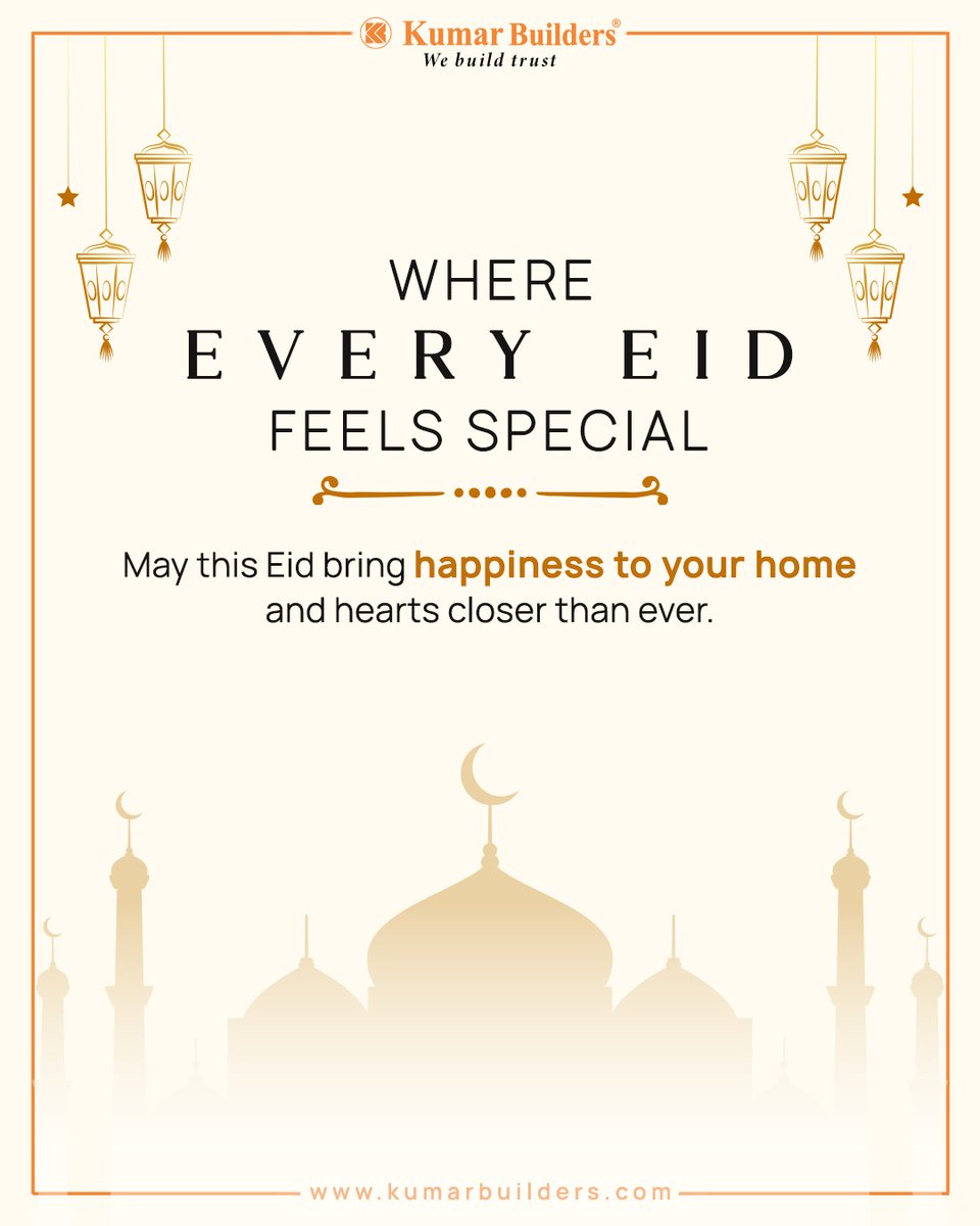 kumarbuilders01's tweet photo. Where hearts connect, celebrations feel warmer. 🤍
Kumar Builders wishes you and your family a joyful Eid Mubarak.

#eïdmubarak #kumarbuilders #festivevibes #happyhomes #luxuryliving

Eid, Eid Mubarak, Kumar Builders, festive vibes, happy homes, luxury living, togetherness. https://t.co/Y1VyYSukJk