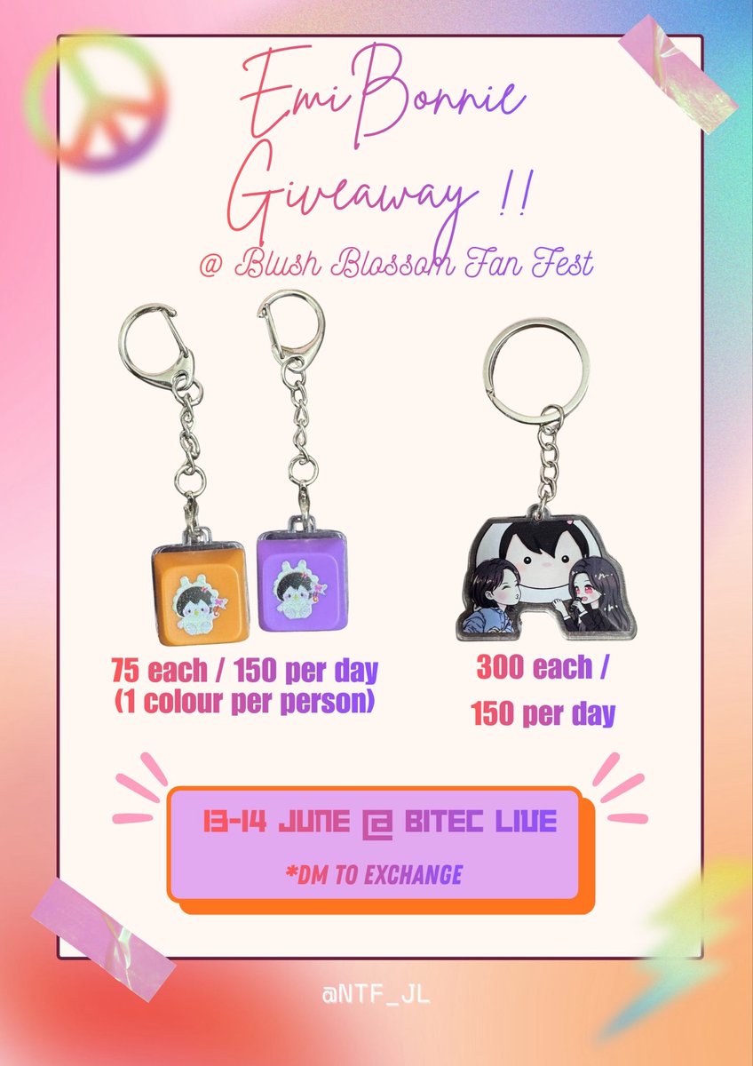 NTF_JL's tweet photo. EmiBonnie GIVEAWAY 🧡💜
#BBFanFest2026

*pls help to rt 🙏🏽

13 - 14 June 
@ BITEC LIVE
Time TBA

*DM to exchange

#เอมี่บอนนี่ #EmiBonnie
#emiamily #beonnnie https://t.co/FCCVuBOKUJ