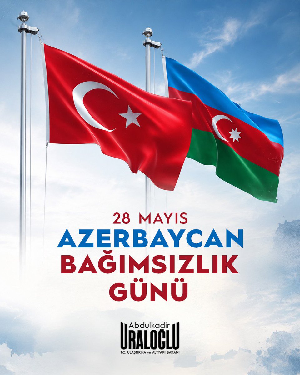 a_uraloglu's tweet photo. Can Azerbaycan’ın Bağımsızlık Günü’nün 108. yıl dönümünü en kalbi duygularımla kutluyorum. 🇹🇷🇦🇿

İki devlet, tek millet anlayışıyla sevincimiz de gururumuz da birdir. 🤝

Bu anlamlı günde kahraman şehitlerini rahmetle yâd ediyor, Türkiye ile Azerbaycan arasındaki sarsılmaz kardeşliğin daim olmasını temenni ediyorum. ✨