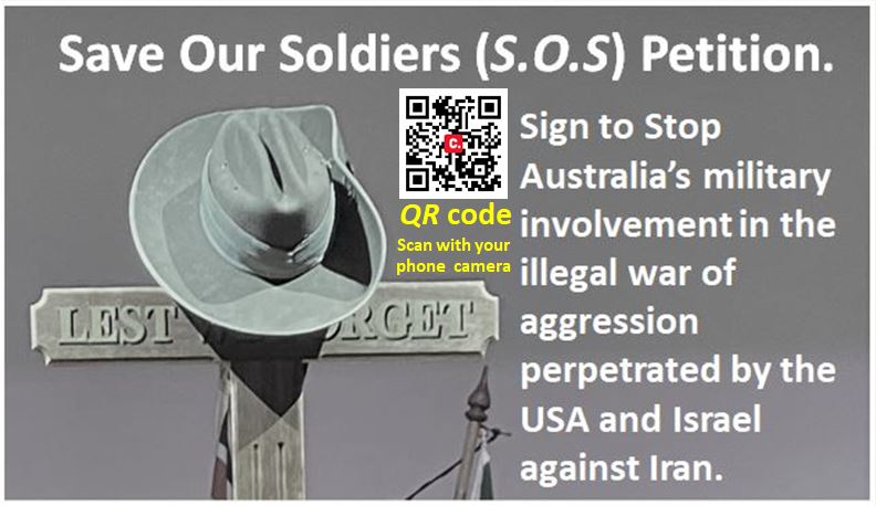 PhillipAdams64's tweet photo. Save Our Soldiers (S​.​O​.​S) Petition, stop Australia's military support for illegal wars - Sign the Petition! https://t.co/8s9k45Oko7 https://t.co/Ihf6YQzJ3o