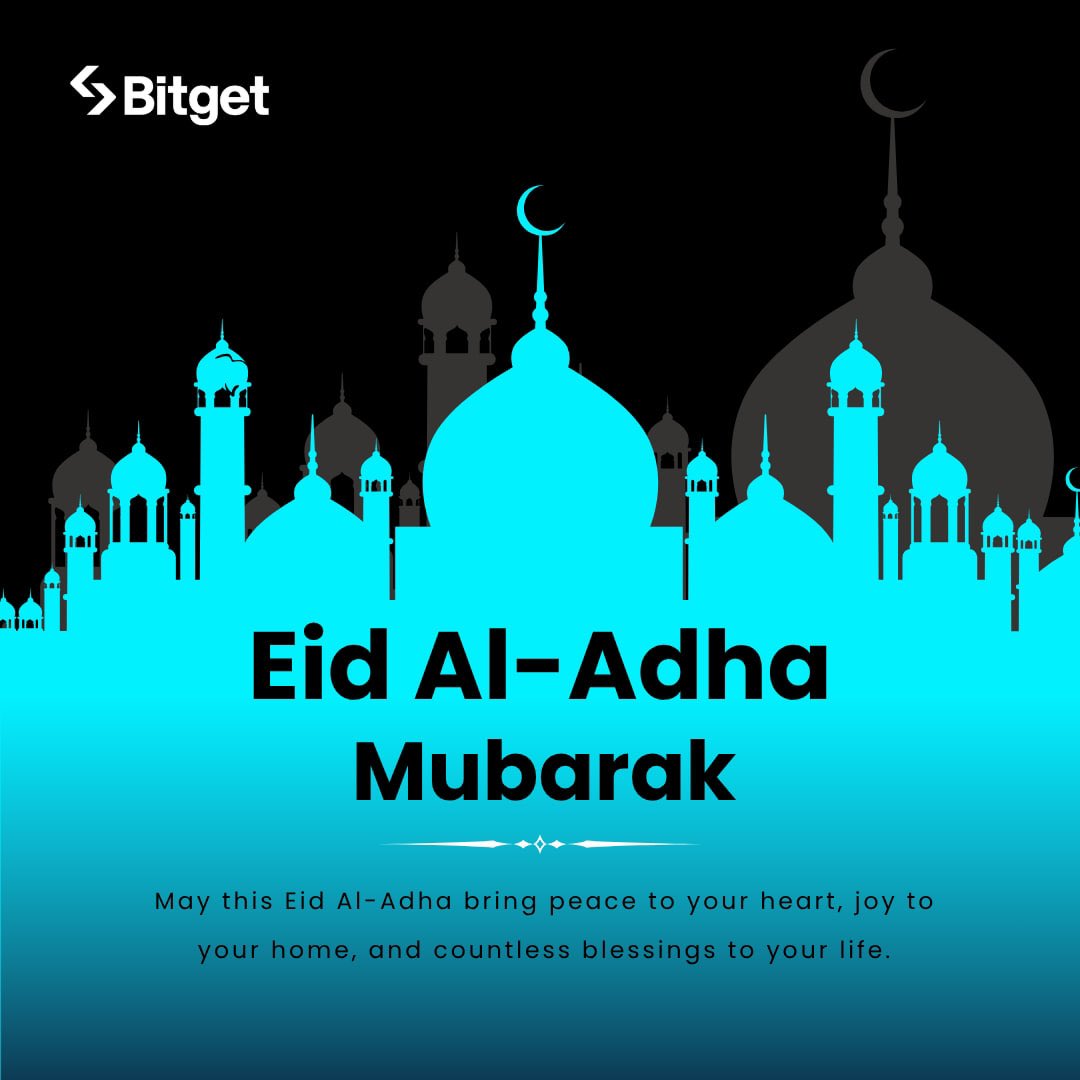 BitgetBDT's tweet photo. Eid Ul Adha Mubarak 🌙 🐐

May this blessed occasion bring peace to your heart and happiness to your home.

May your sacrifices be accepted, your prayers answered, and your life filled with joy and prosperity.

Wishing you a beautiful Eid from Bitget 💙 https://t.co/9KaPiQjUlg