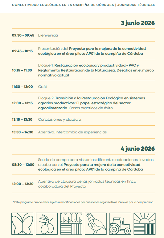 cadecordobaAE's tweet photo. ¿Te has inscrito❓
𝗝O𝗥N𝗔D𝗔S 𝗧É𝗖N𝗜C𝗔S
🗓️3-4 junio📍@BOTANICORD
🌿Conectividad ecológica en la campiña de Córdoba. Restaurando la Naturaleza en paisajes agrarios productivos: Innovación, Sostenibilidad y Oportunidad
¡Reserva!👉https://t.co/F2O4RqKTYK
@redPAC_ @MedioAmbAND https://t.co/6DuNcc9kE5