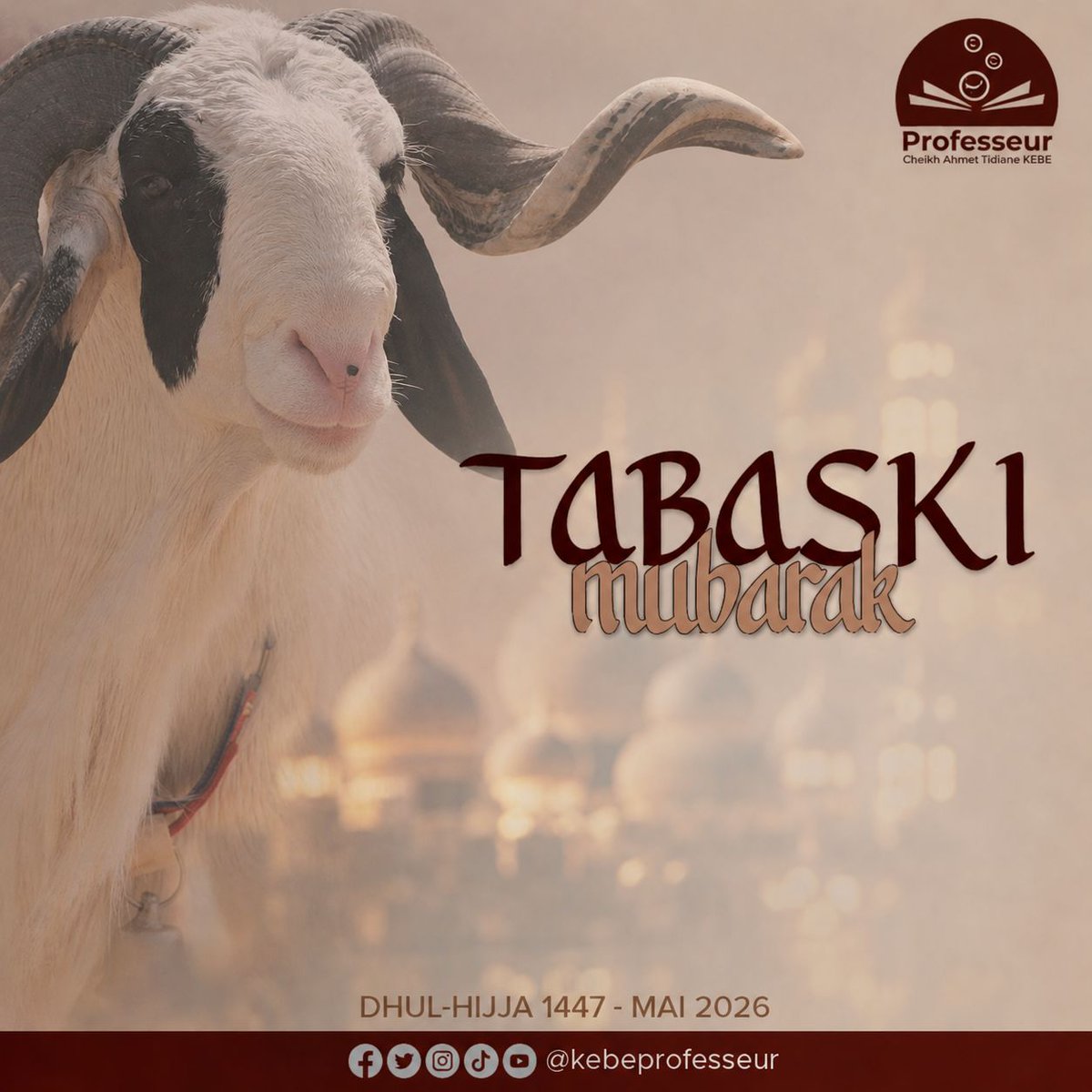 kebeprofesseur's tweet photo. Bonne fête de Tabaski 🌙
Qu’Allah accepte nos sacrifices, purifie nos cœurs et remplisse nos vies de paix et de bénédictions.
Eid Moubarak
#pcatk #tabaski #eid https://t.co/jSRA3b5qpj