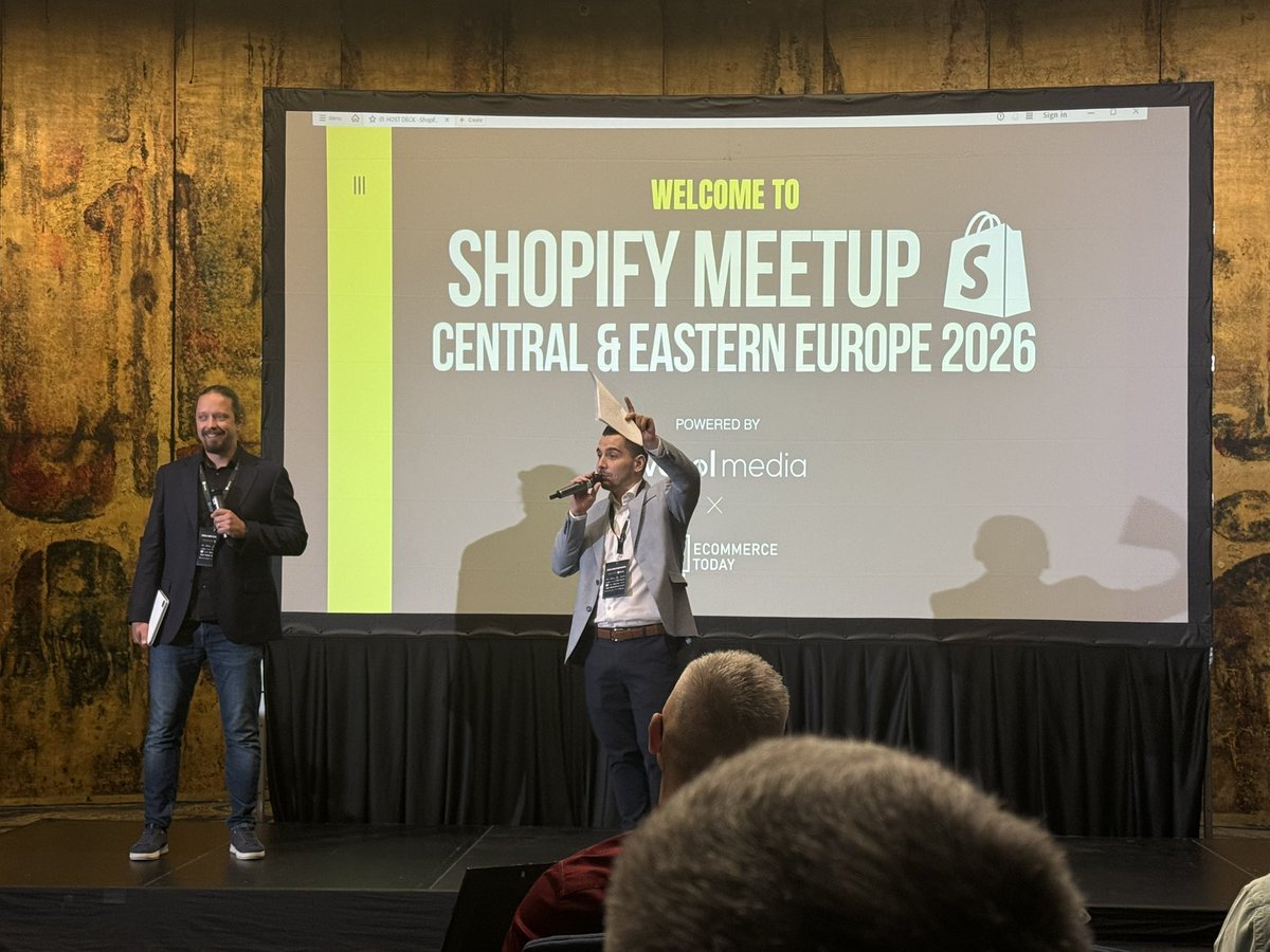 pandectes's tweet photo. Live at Shopify Meetup - Central &amp; Eastern Europe 2026 with @dan_nistorx &amp; @stefanchiri 
#shopify #Romania #shopifymeetupcee https://t.co/rCMl5driPf