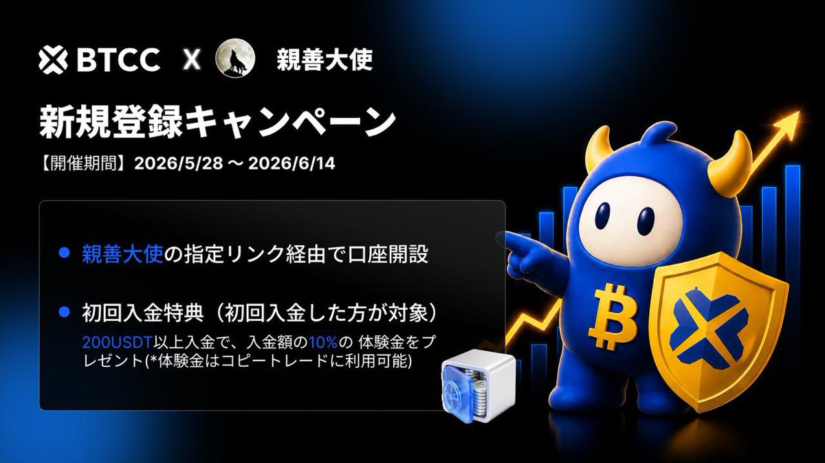 besting_crypto's tweet photo. 📣BTCCキャンペーン開催📣

📆今日から6月14日まで

日本人が使えなくなる取引所も増えてきましたがBTCCは今も使えます🥳

初回入金額の10%の体験金が貰えるキャンペーン
実施中🉐

📌登録リンク
https://t.co/zlsMjYspgu

📌入金して体験金貰う場合はこちらの専用サイトからエントリー
https://t.co/oKNoROGDrX

📌BTCCの体験金説明ページ
https://t.co/lJksrufHp7