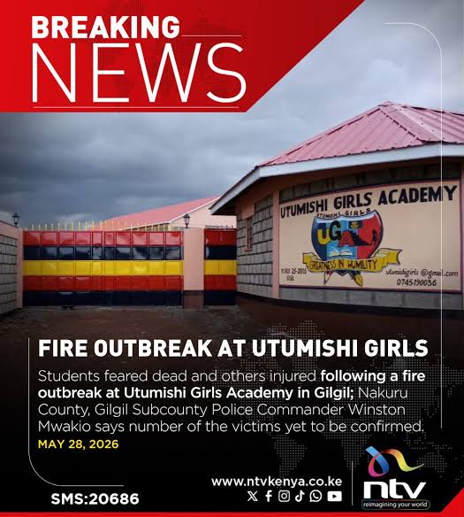 oloojared1's tweet photo. A fire inferno at Utumishi Girls Academy has allegedly claimed the lives of 10 students this morning, though the numbers remain unconfirmed. The heartbreaking incident revives painful memories of the Endarasha Primary School fire tragedy that killed 21 pupils two years ago. https://t.co/0MS7JFvxcD