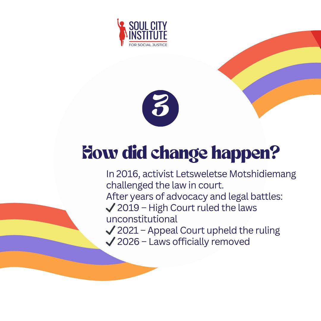 SoulCity_SA's tweet photo. 🇧🇼 Botswana said “love who you love” and meant it. 
Big win for equality as laws criminalising same-sex relationships are officially out the window. PERIOD.
#Botswana #LoveIsLove #LGBTQIA #AfricanQueerVoices #Equality #HumanRights #GenZVoices #PrideAfrica https://t.co/Yaeqes5wlW
