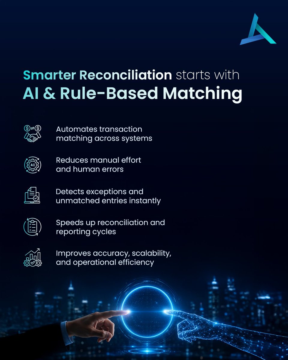weKFintechTH's tweet photo. AI &amp; Rule-Based Matching is making reconciliation faster, smarter, and more accurate by automating transaction matching, reducing manual errors, and instantly identifying exceptions, thereby improving operational efficiency.

#KFintechThailand #ExperienceTransformation https://t.co/bODENBgh7n