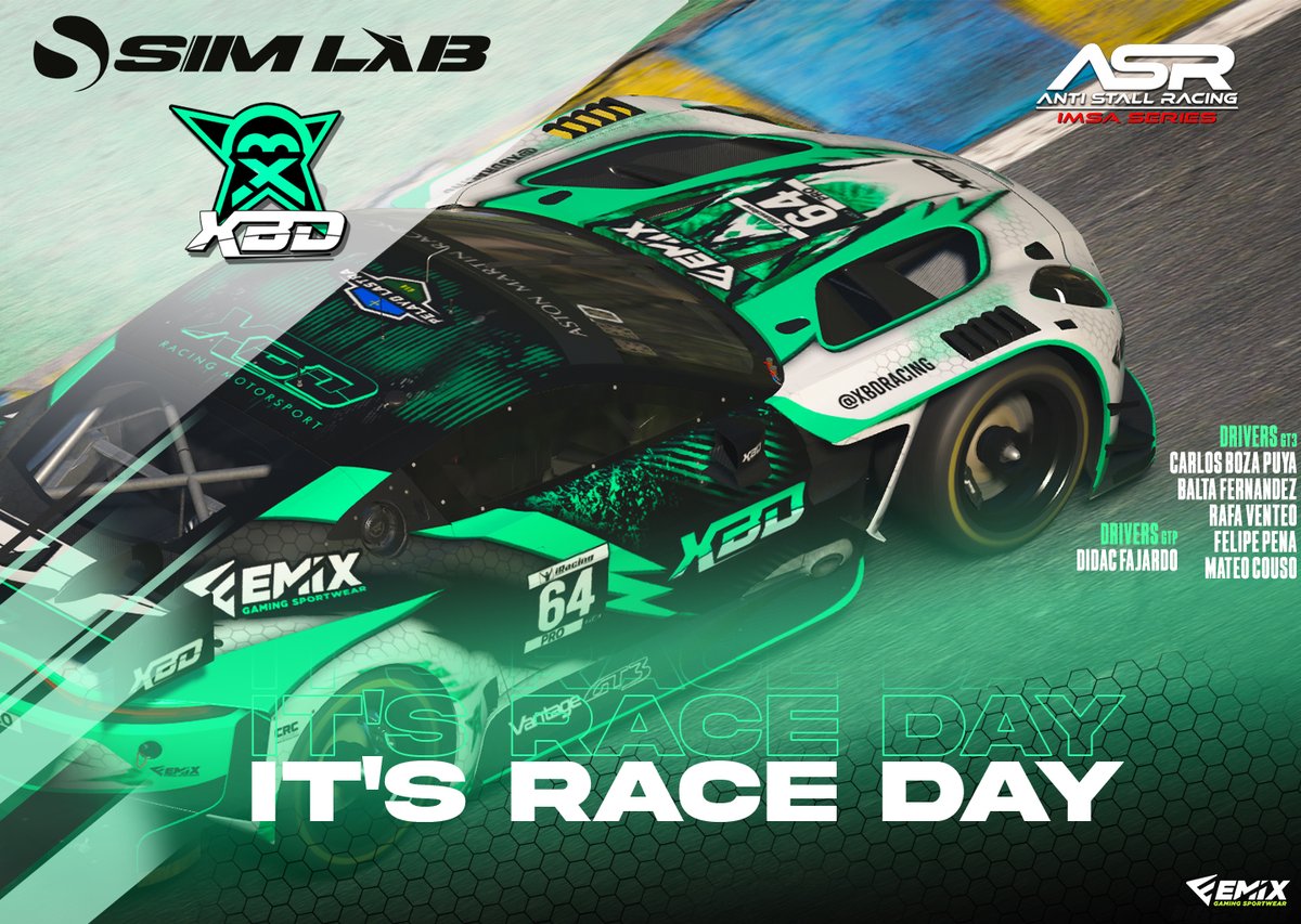 xbdracing's tweet photo. 🎮We're back on the @antistallracing tracks 🥸

🇪🇸 ¡Vamos chicos! 🇪🇸  Penultima prueba 👊

📹 https://t.co/UryLLsYQ9h
📹 https://t.co/a0Pq34ywcB
⏰ 20:00 Q / 20:30 Race
🏎️ GT3s -> Mercedes GT3 / Aston Martin GT3
🏎️ GTP -> Cadillac V-Series

#GreenPower #GoXBD #SimLab https://t.co/k11ZPel6mW