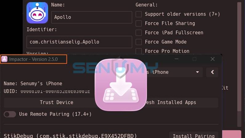 senumy_ipa's tweet photo. 🔥 Impactor 2.5.0 OUT NOW!

• Added Ksign pairing support
• Fixed 2FA code issue
• Arabic + Traditional Chinese translations added
• Improved pairing &amp; security fixes
• Still one of the best IPA installers for iOS &amp; iPadOS 📱

📥 Guide: https://t.co/ll95WBYpYk https://t.co/5m66b311c3