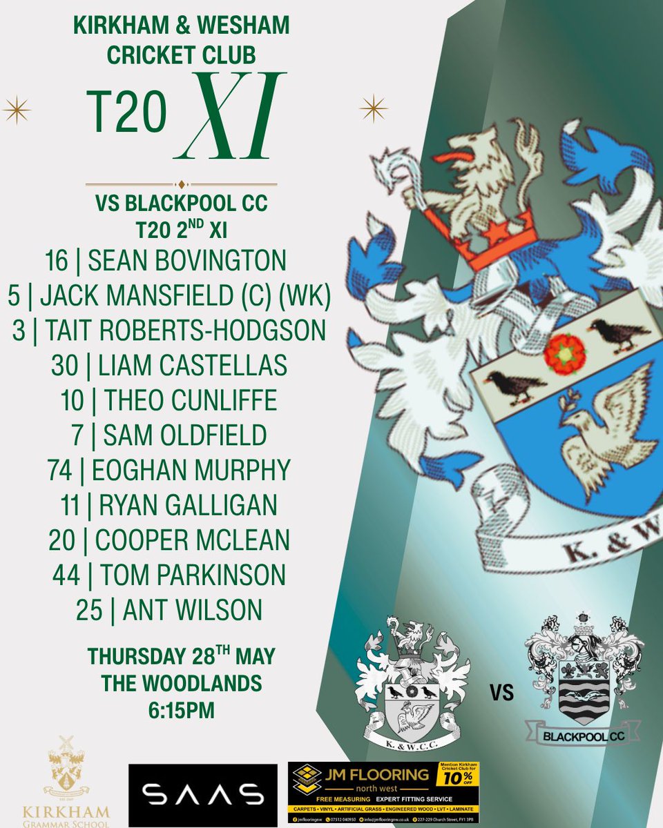 kwcc1830's tweet photo. 🟢T20 Squad🟢

T20 Cricket is back! After a semi final loss last year, the lads are looking to go all the way this year.
With a great forecast get down and support the lads as they take on Blackpool in the T20 opener at The Woodlands https://t.co/QK2LZUUKTw