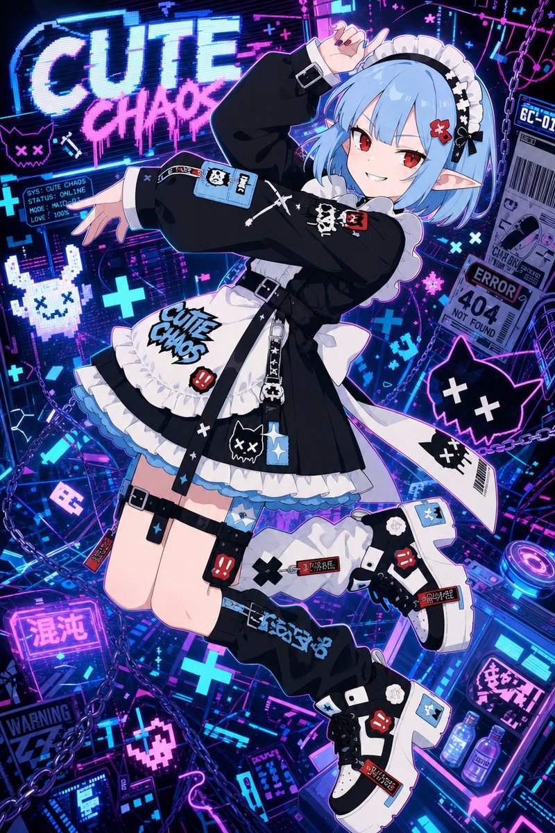 Cute Chaos Cyberpunk Maid Elf