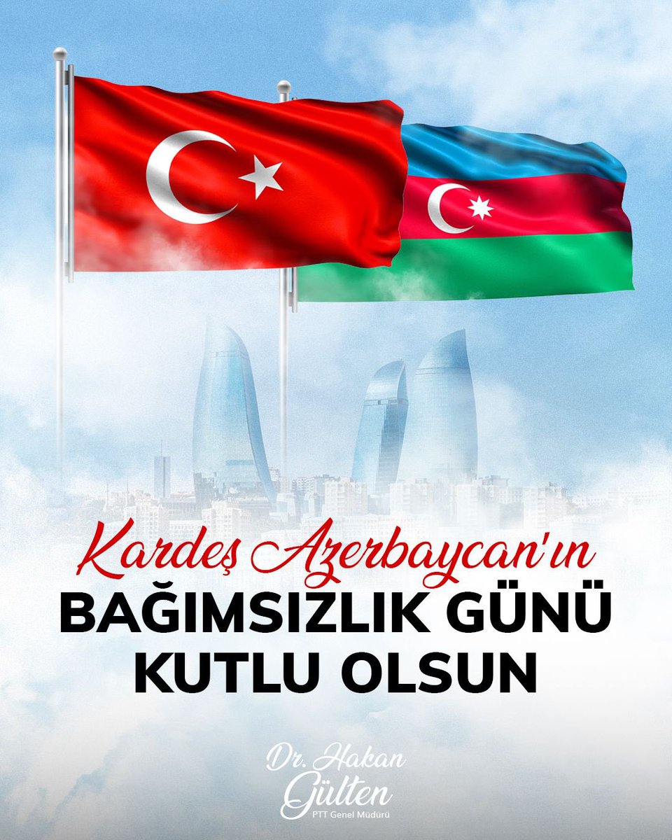 hakangulten's tweet photo. “Tek millet, iki devlet” anlayışıyla her zaman yan yana olduğumuz dost ve kardeş ülke Azerbaycan’ın 28 Mayıs Bağımsızlık Günü’nün 108. yıl dönümünü kutluyorum. 🇹🇷🇦🇿 https://t.co/l51DmwuGhH