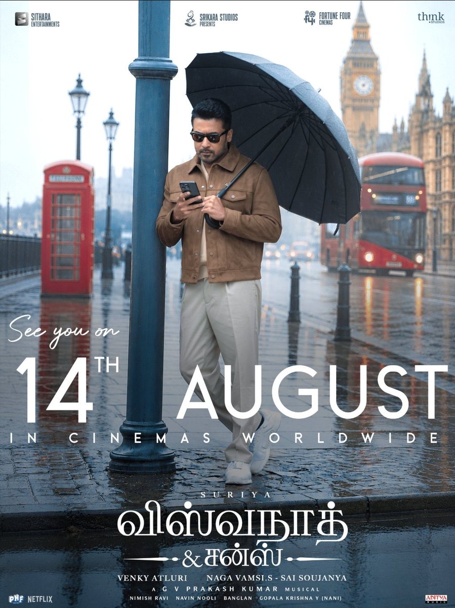 AkshaiVs13's tweet photo. @Suriya_offl 

From my favourites #VenkyAtluri and @gvprakash... see u all soon!

#VishwanathAndSons from 14th August

@NimishRavi @_mamithabaiju @realradikaa akka @TandonRaveena @SitharaEnts @vamsi84 https://t.co/lIwYmJf1n4