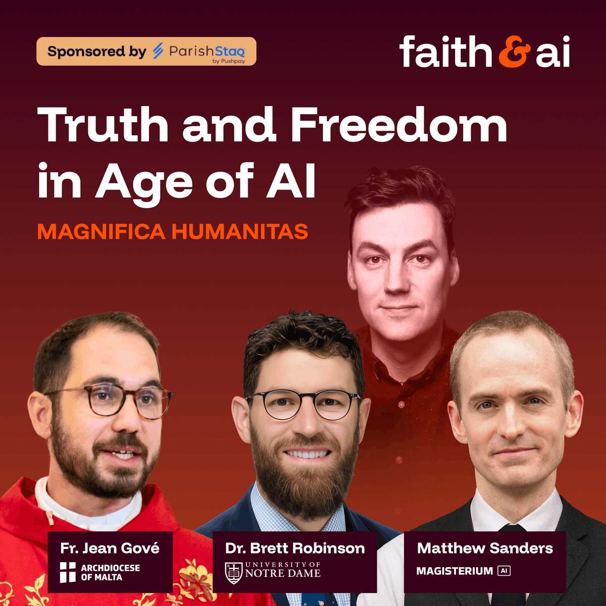 LongbeardCo's tweet photo. @SandersGame joined the Faith and AI Project this week for a panel on Magnifica Humanitas with two other leading Catholic voices on AI. Worth your time. Link in the comments. https://t.co/o68JXH64mO