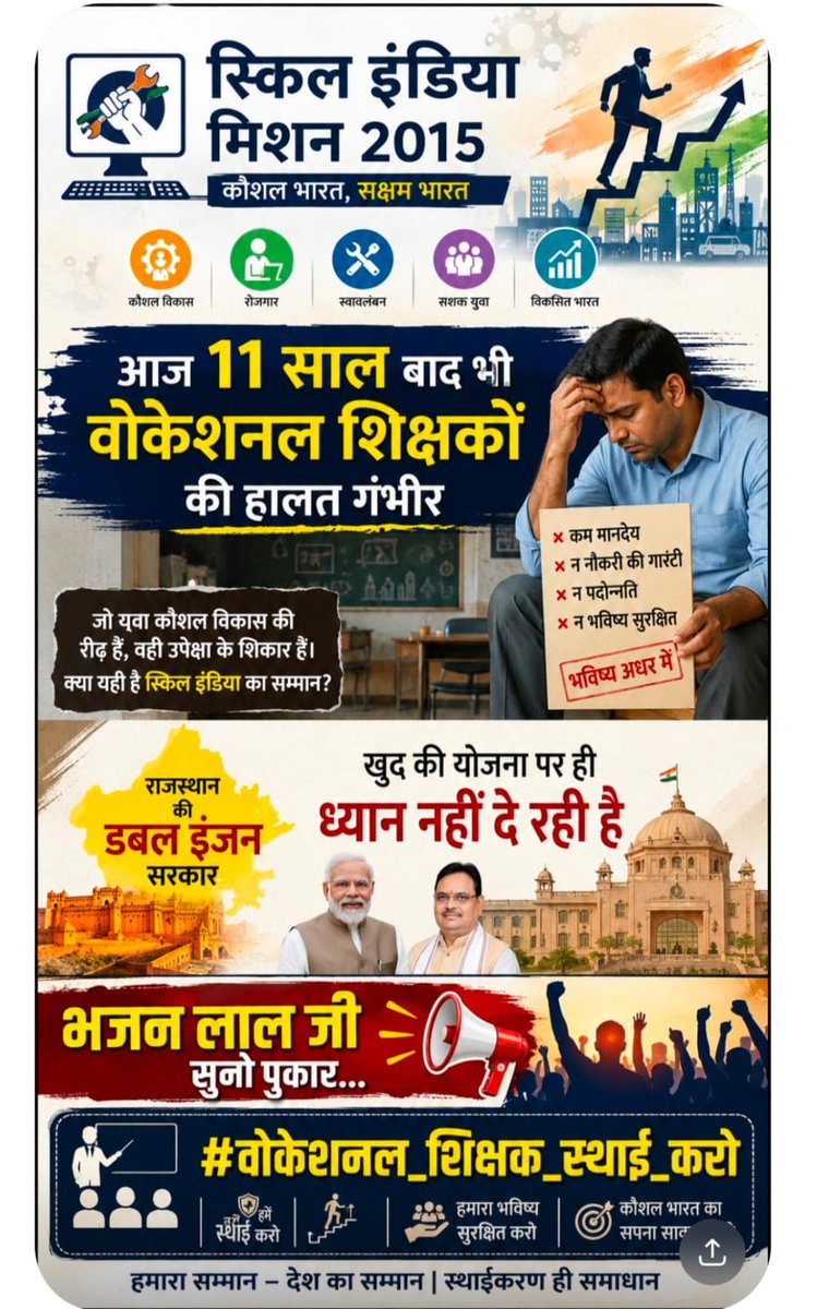 DamodarGoyal89's tweet photo. @VTsangharsh @pantlp @vinodmittal9 @EduMinOfIndia @madandilawar @BhajanlalBjp @narendramodi @RajCMO @RajGovOfficial @rajeduofficial @zeerajasthan_ हरियाणा मॉडल लागू करो, वोकेशनल टीचर्स को स्थायित्व दो। बार-बार असुरक्षा अब स्वीकार नहीं।
@BhajanlalBjp

@madandilawar
#राजस्थान_सरकार_वोकेशनल_टीचर्स_को_न्याय_दो https://t.co/e5y2ATroyx