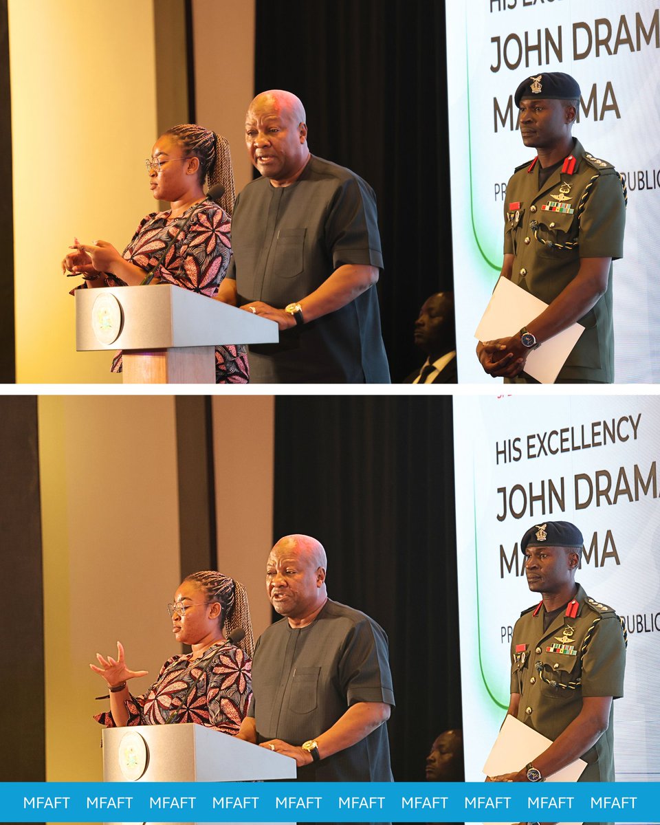 mfaftja's tweet photo. Foreign Minister, Senator the Honourable @kaminajsmith, participated as Special Guest at the official launch of Ghana’s e-Visa platform in Accra, joining His Excellency John Dramani Mahama, President of the Republic of Ghana; her counterpart Minister, His Excellency @S_OkudzetoAblak, as well as other officials for the occasion.

1/3