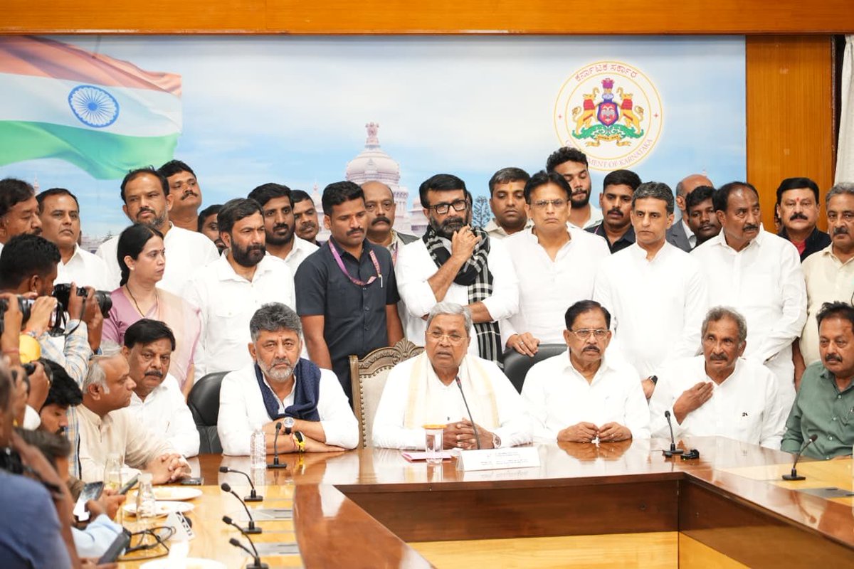 INCKarnataka's tweet photo. Hon’ble Shri @Siddaramaiah has led a remarkable political journey with conviction, courage, and an unwavering commitment to social justice and the welfare of ordinary people.

The Congress Party takes immense pride in his leadership, which inspired millions and strengthened the voice of the marginalised across Karnataka. His guidance, experience, and commitment will continue to strengthen the party’s vision of a progressive, inclusive, and development-oriented Karnataka.

In a true reflection of his humility and statesmanship, Shri Siddaramaiah avaru expressed heartfelt gratitude to CPP Chairperson Smt. Sonia Gandhi, Leader of the Opposition Shri @RahulGandhi , AICC President Shri Mallikarjun @kharge, his colleagues and the People of Karnataka for giving him the opportunity to serve the people of Karnataka twice as Leader of the Opposition and twice as Chief Minister for a combined tenure of eight years.
