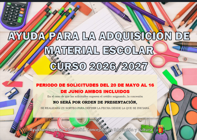 ProcomarVLL's tweet photo. Abierto hasta el 16 de junio el periodo de solicitud para adquirir MATERIAL ESCOLAR del @AyuntamientoVLL Toda la info en https://t.co/kSq94bAi1e https://t.co/q8d5HYMmae