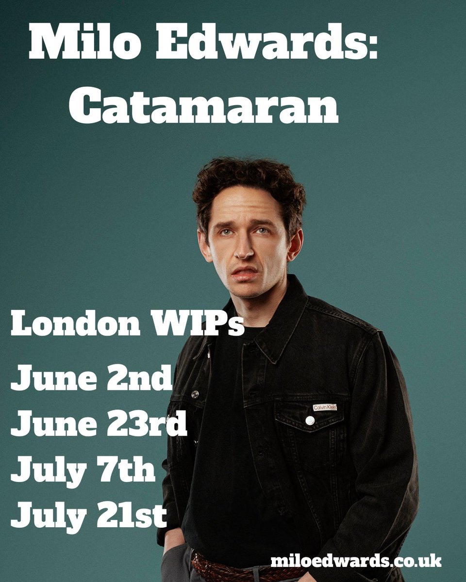 Milo_Edwards's tweet photo. i have a bunch of work-in-progress shows of my new stand-up hour 'catamaran' happening in london and all over the uk in june and july - why not come down and learn about my parents' horny letters? (tix in thread) https://t.co/UIb6T51Elp