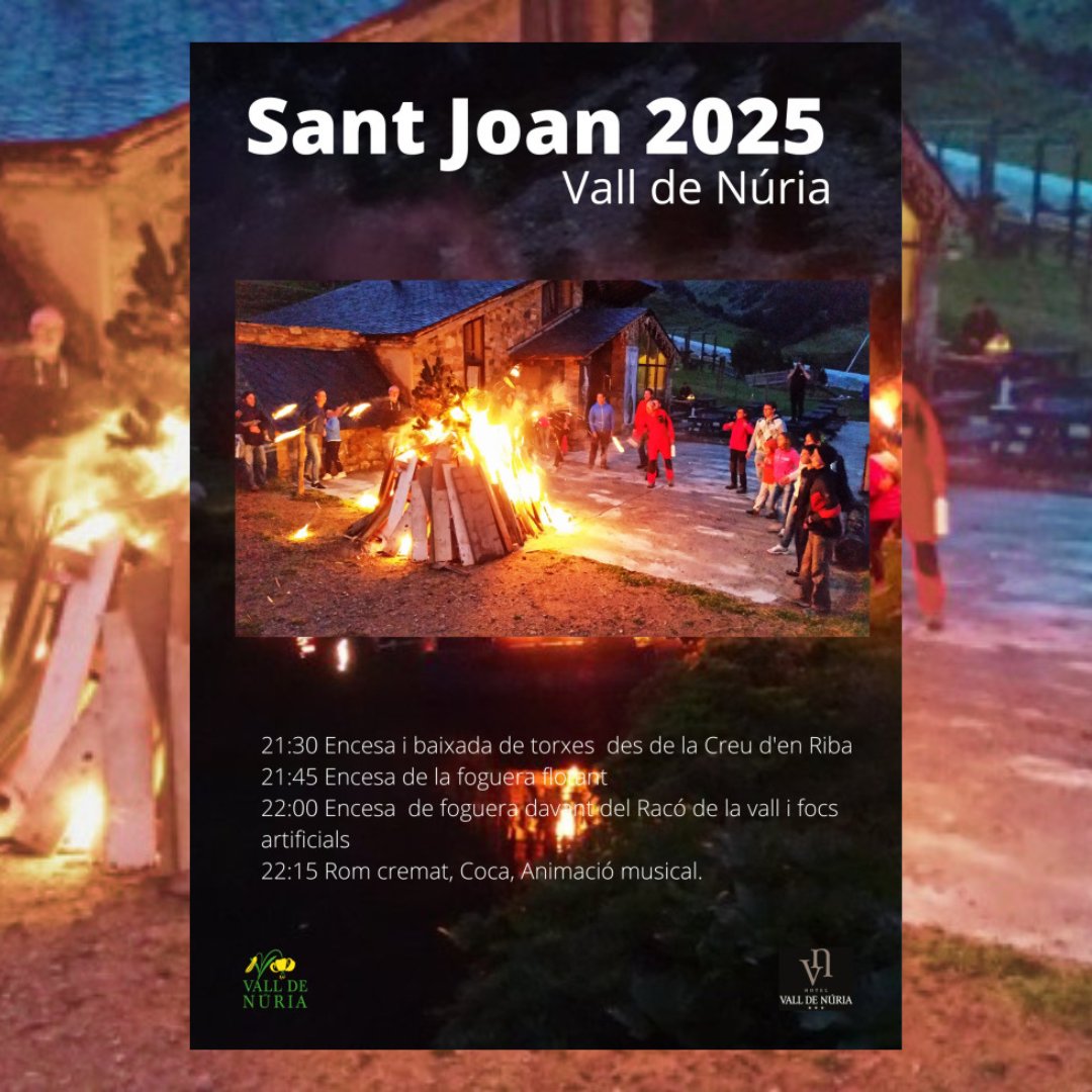 HotelValldNuria's tweet photo. La nit més màgica de l’any es viu diferent a la Vall de Núria ✨🔥

Muntanyes il·luminades, aire pur, el so de la natura i aquella sensació d’estar en un lloc únic. 🌙

Sant Joan aquí no és només una nit… és un record que es queda per sempre. ✨

#SantJoan #ValldeNúria #Pirineu https://t.co/7tkH95WZU0