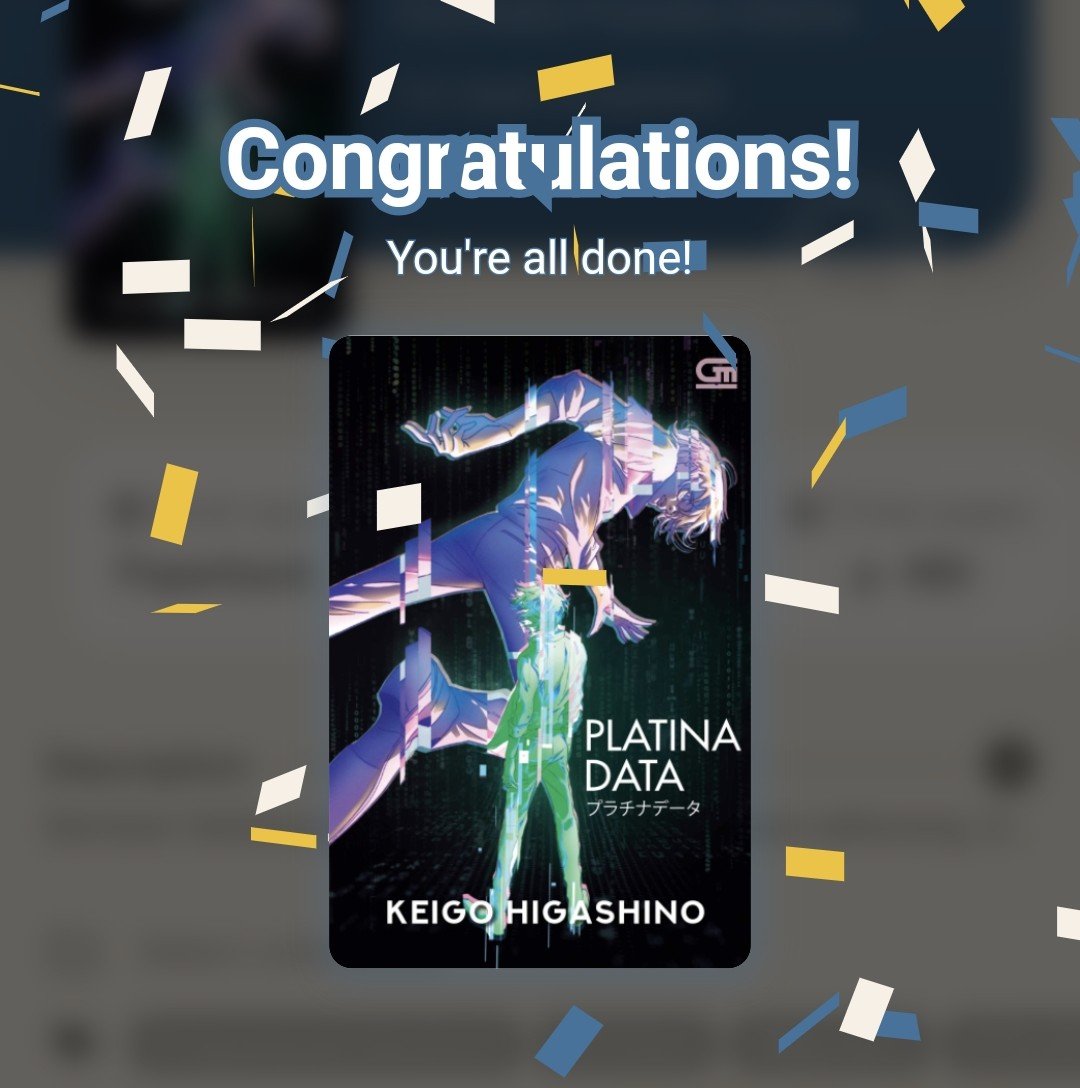 rantihuri's tweet photo. Done! 🥳 
4/5 ⭐️
(bukan review)
Dibanding buku Keigo lain yg udah kubaca, baca Platina Data terbilang lama, bahkan sempat dijeda baca yg lain dulu, kayak meme ini kira2 😅 Masuk halaman 100an baru berasa serunya. Deg-degannya ada, keselnya banyak (keselnya beda pas baca - https://t.co/oRv1x1pril