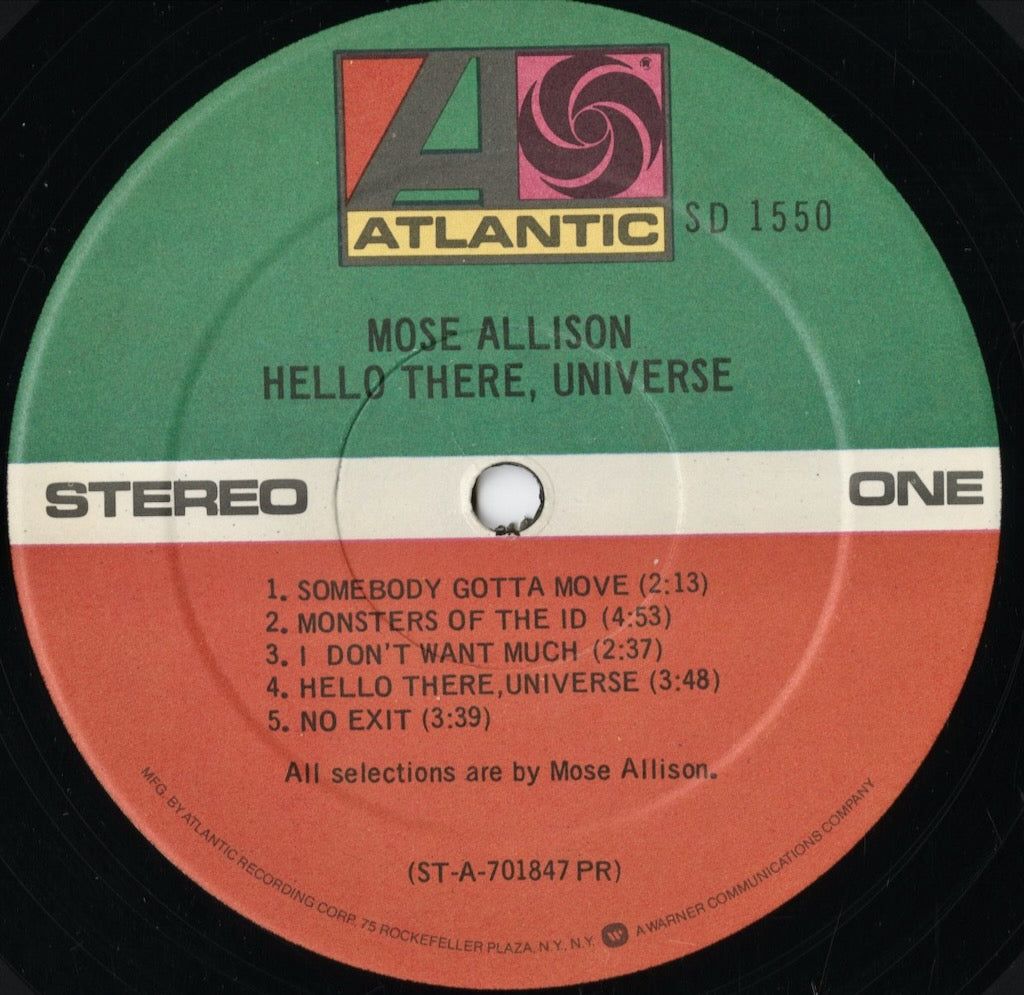 🎤 Mose Allison – Hello There Universe (LP) 🎤 1970年発表。唯一無