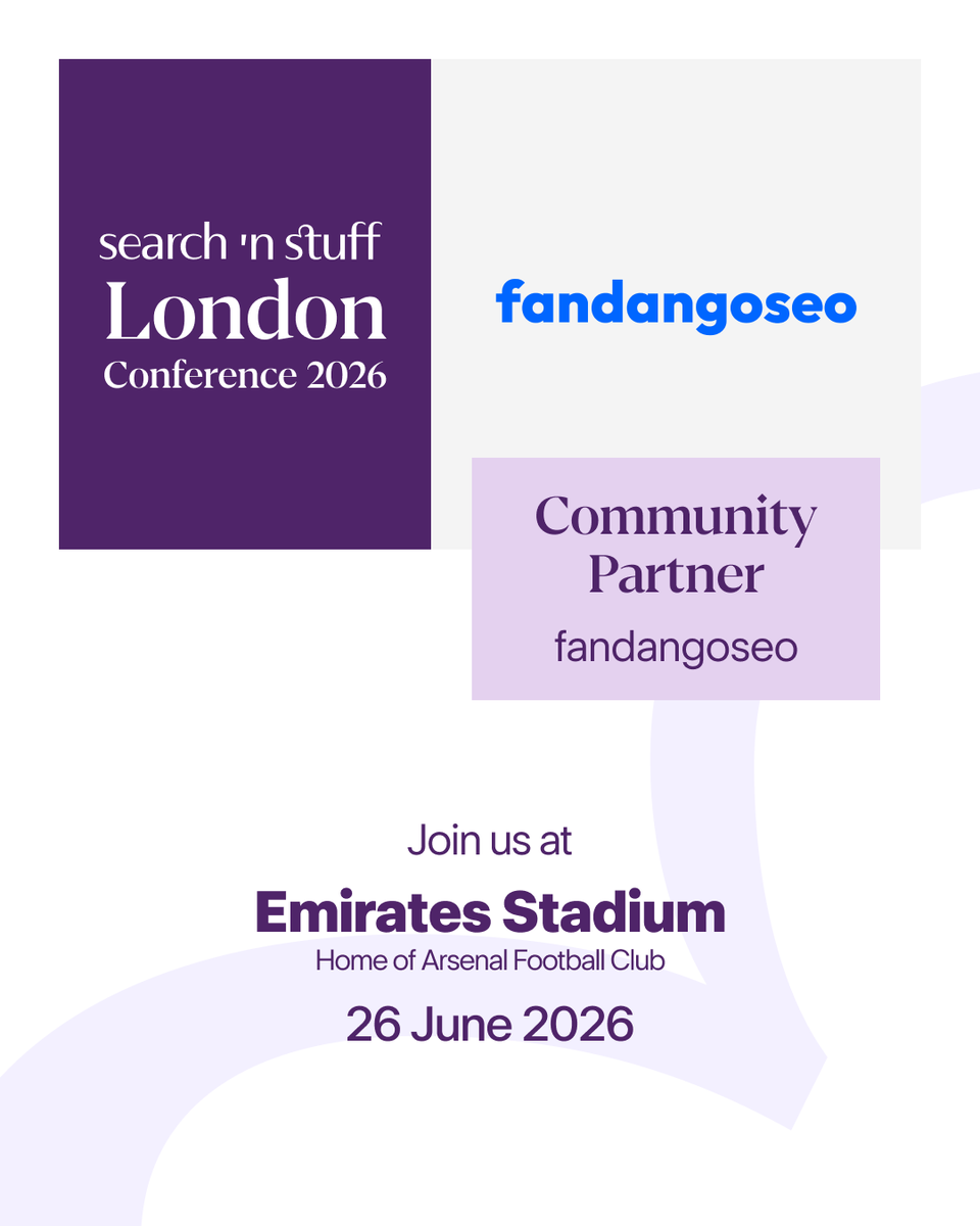 searchandstuff's tweet photo. Big welcome to @fandangoseo  — Community Partner for Search 'n Stuff London 2026! 🤝
Champions of technical SEO done right, and we're so glad to have them with us at the Emirates Stadium on 26 June.
Want to partner too? Email yagmur@searchnstuff.co.uk 💌 https://t.co/omIaUSTqYe