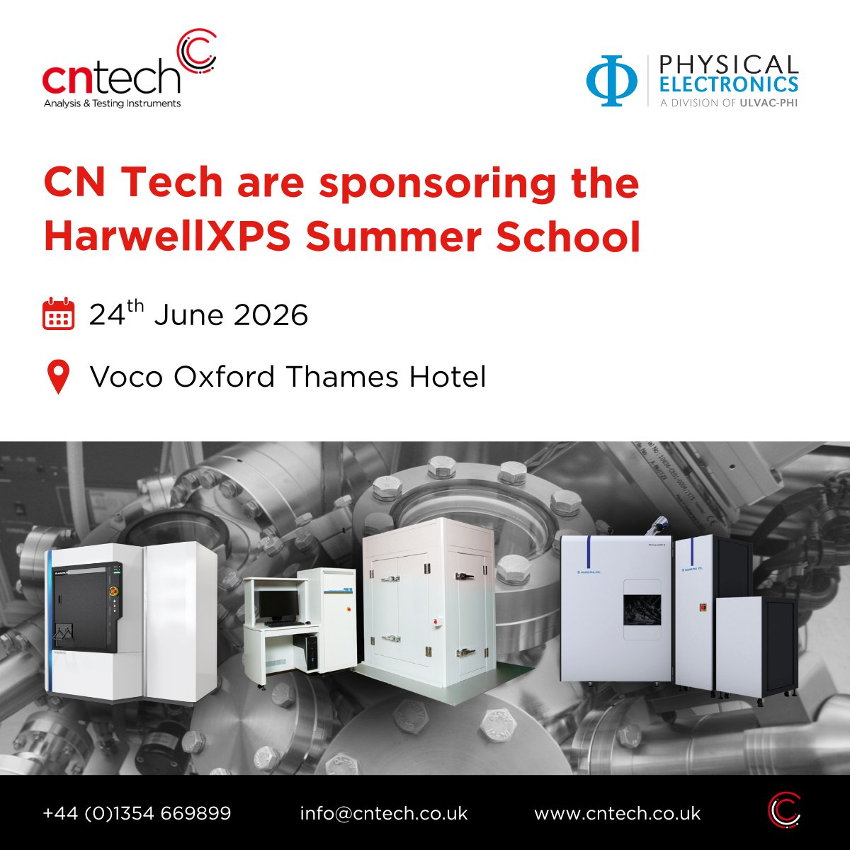 CNTech1's tweet photo. We are sponsoring the @HarwellXPS Summer School in Oxford next month and we’ll be representing our partner Physical Electronics!

We will be there on Wednesday 24th June showcasing PHI’s complete portfolio of powerful surface analysis instruments. https://t.co/WDNG5ujUio