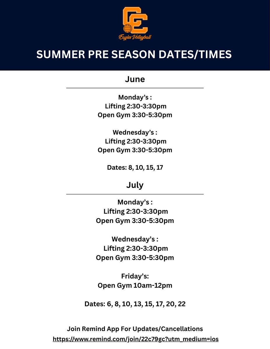 CCHSVB's tweet photo. Summer Pre Season is Coming up! Anyone interested in trying out in the fall should come!

We hope to see you there! https://t.co/AbsaObLoq1