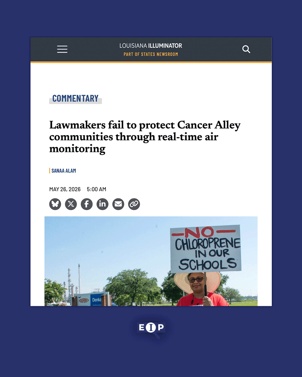 EnviroIntegrity's tweet photo. Louisiana lawmakers failed to pass a bill that would have allowed communities near oil and petrochemical facilities to access fenceline air monitoring data at more than 100 high-risk facilities. The state currently monitors air quality at less than two dozen sites. https://t.co/QM79NzTSxw