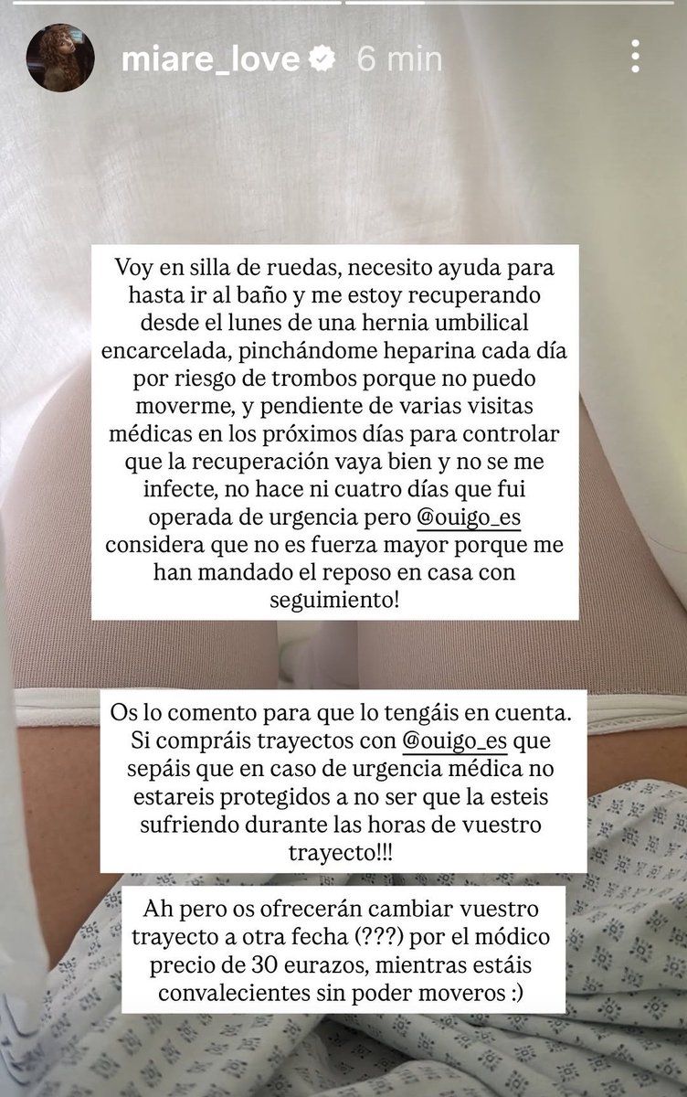 mantonieta1536's tweet photo. Así es como se comporta @OUIGO_Es ante una urgencia médica.
Mi hija fue operada, en Venecia, el Domingo por la noche. Ahora ya está en casa en reposo. Tenía billete de @OUIGO_Es para ir a Madrid este próximo domingo, pero, dadas las circunstancias es evidente que no puede viajar. https://t.co/BNSrVG0rQZ