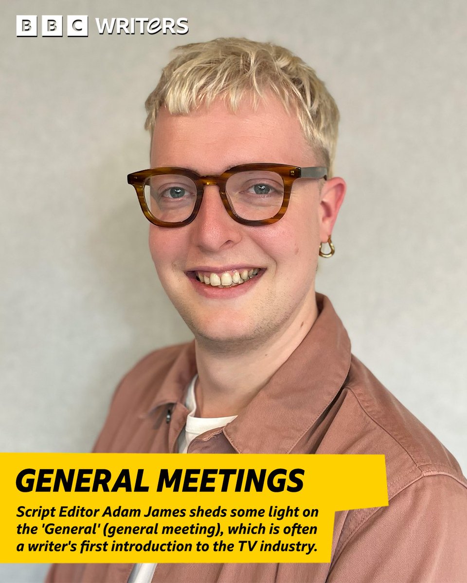 bbcwritersroom's tweet photo. “A ‘general’ (general meeting) is a word, more often than not, likely to induce a wave of terror in most new writers...” - New Blog Post: General Meetings by Adam James (Script Editor and Writer) ✍️
 
In our latest blog post Script Editor Adam James sheds some light on the ‘General’ (general meeting), which is often a writer’s first introduction to the TV industry 📺
 
Adam covers what generals actually are, how to prepare for them, what happens in a general, and things to avoid doing in generals!
 
Head over to our website now to read Adam’s in-depth blog post and make sure you’re fully prepared for your next (or first) general ✏️ https://t.co/0lbAbgKkdV

#Blog #NewWriting #WritingLife