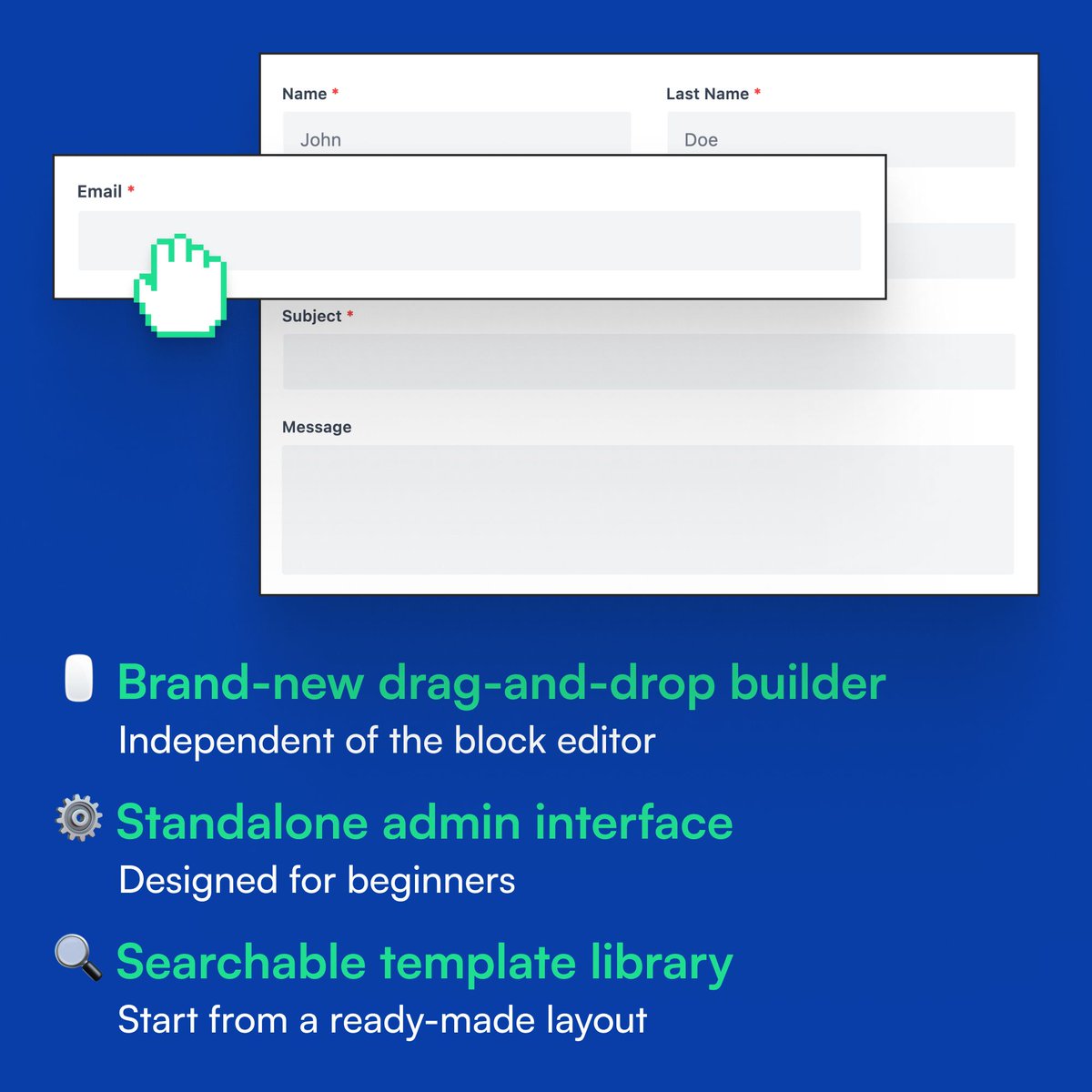 wpzoom's tweet photo. 📢 Announcement: WPZOOM Forms 2.0 is here!

Forms are no longer built with blocks.

WPZOOM Forms now includes a dedicated drag-and-drop form builder designed specifically for creating forms faster and more intuitively. https://t.co/odmSczdDrF