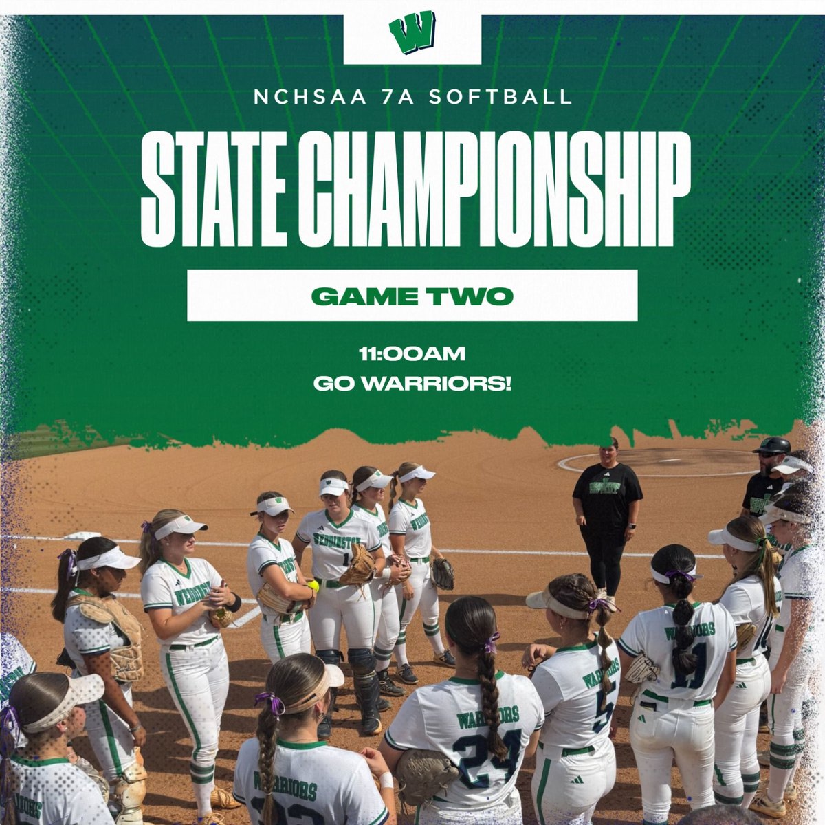 WHSwarriors's tweet photo. Best of luck to our softball team as they compete in the second game of the softball state championship series! The Warriors currently lead DH Conley, 1-0 in the series! 
@AGHoulihan @UCPSNC @UCPSNCAthletics @WeddingtonHSNC 
@NASAthleticZone https://t.co/cKaPCyH9RT