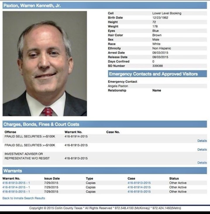 BostonBaked0420's tweet photo. @EdKrassen @jamestalarico You mean this Ken Paxton? https://t.co/c45RAlcUtU