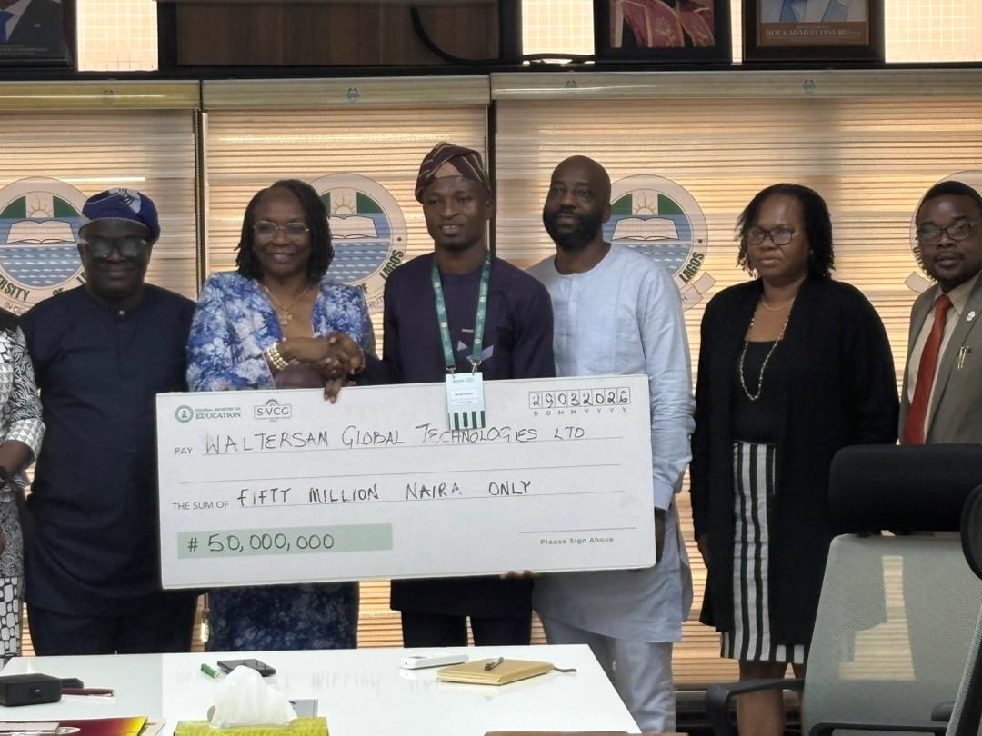 Waltersam_'s tweet photo. This week, we were hosted by the Vice Chancellor of @UnilagNigeria , after emerging as awardees of the Federal Government’s Student Venture Capital Grant. I’m honored to become the first postgraduate student awardee of the ₦50M equity-free grant.
##Innovation #UNILAG  #SVCG https://t.co/kogzJZapOl