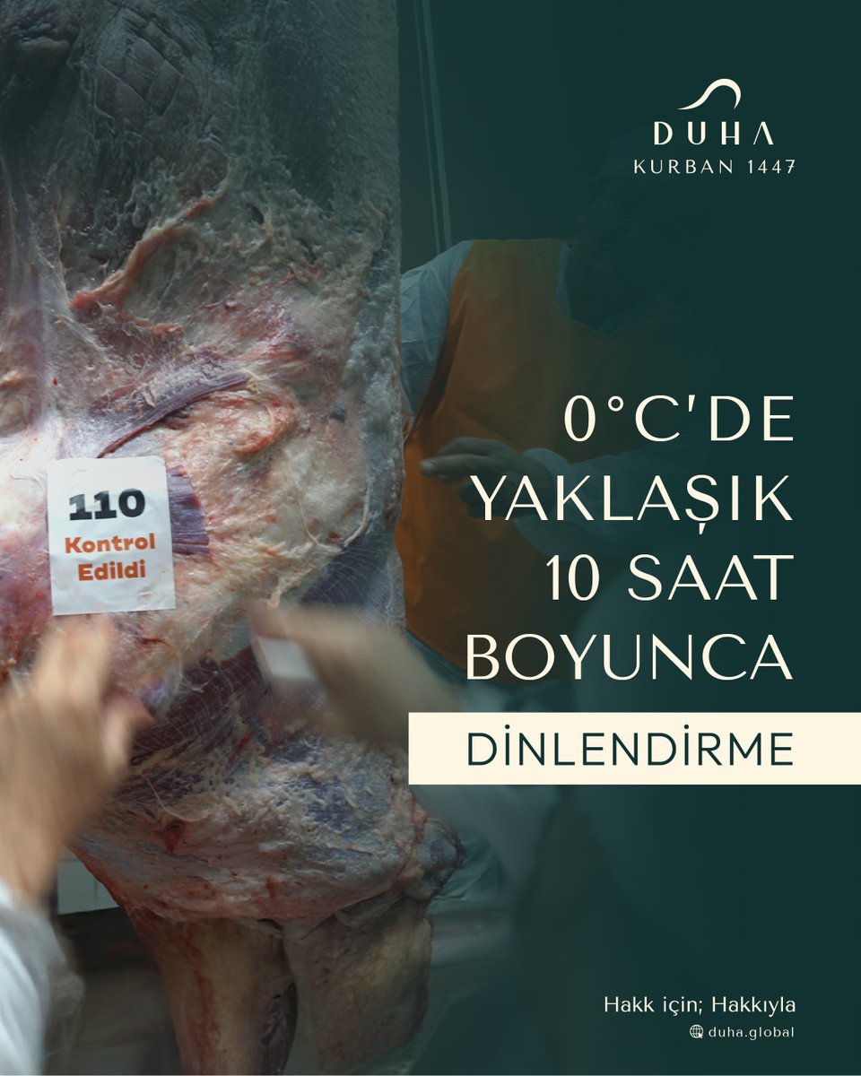 DuhaKurban's tweet photo. Türkiye kesimleri tamamlanan kurban etleriniz; yaklaşık 10 saat boyunca 0 °C’de dinlendirildikten sonra parçalama ve paketleme aşamalarından geçirilmekte, ardından vekâlet verenlere teslim edilmek üzere +4 °C’de soğuk zincir koşullarında yola çıkarılmaktadır. https://t.co/TUul8cDaeW