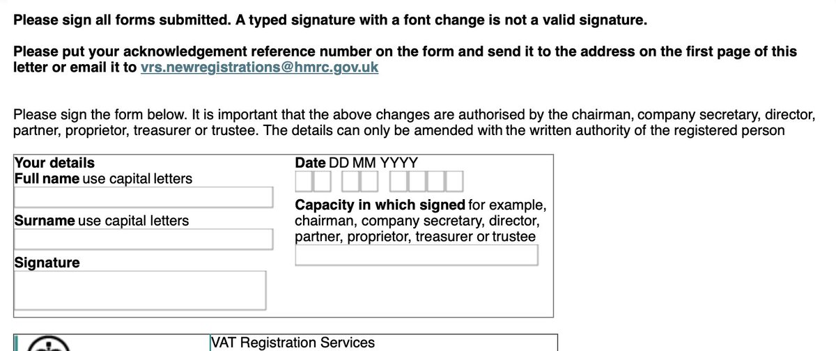 BenSFletcher's tweet photo. Hello @HMRCcustomers,

How exactly am I supposed to sign a form you've pasted into an email body when you specifically rule out electronic signatures?

Are you really asking me to print the email, sign it by hand, then scan it and send that? Doesn't seem very "making tax digital" https://t.co/707eQGTCA1