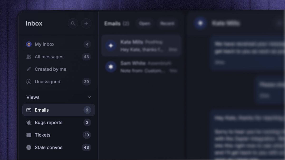 FeaturebaseHQ's tweet photo. New: Custom Inbox views 🗃️

You can now save custom Inbox views to quickly access the conversations that matter most.

Create views using filters like status, channels, assignees, tags, SLA, and more. Then pin your most important views to the sidebar. https://t.co/30y1VE9oGX