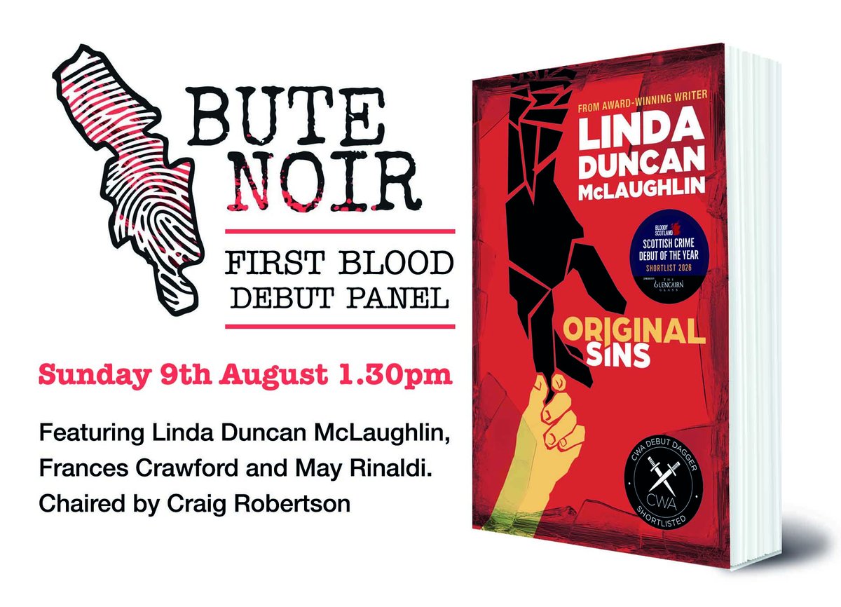 intocreative's tweet photo. On a day of announcements, we are delight to finally be able to promote Linda Duncan McLaughlin's appearance at Bute Noir Festival. 
Get your tickets from Print Point (Rothesay) or call them on 01700 503389. Weekend pass £100. First Blood Debut Panel event £7. https://t.co/4uzi76wL6k
