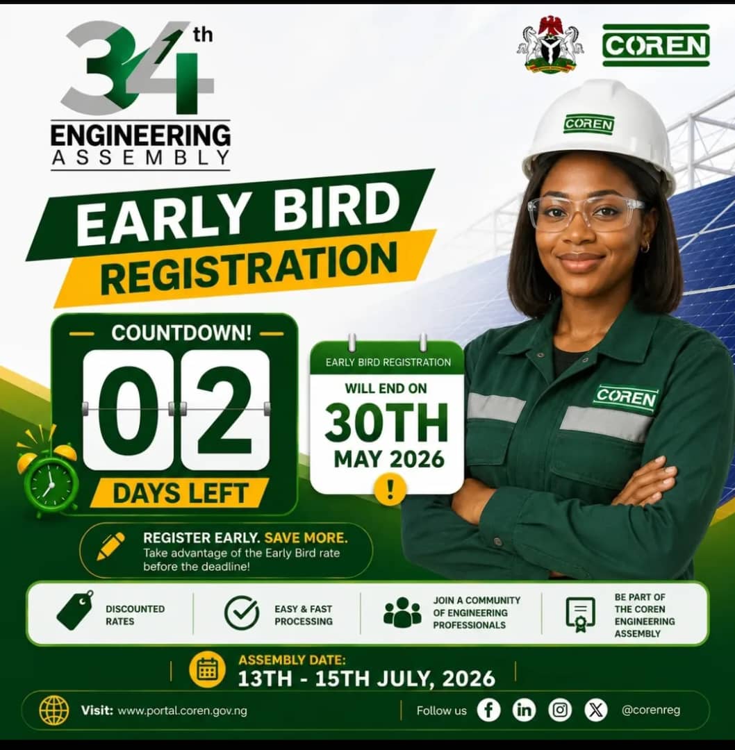 myengineers's tweet photo. There’s no more time left. Register for your assembly now to avoid an additional ₦20,000 fee. https://t.co/T2h98vuqxZ