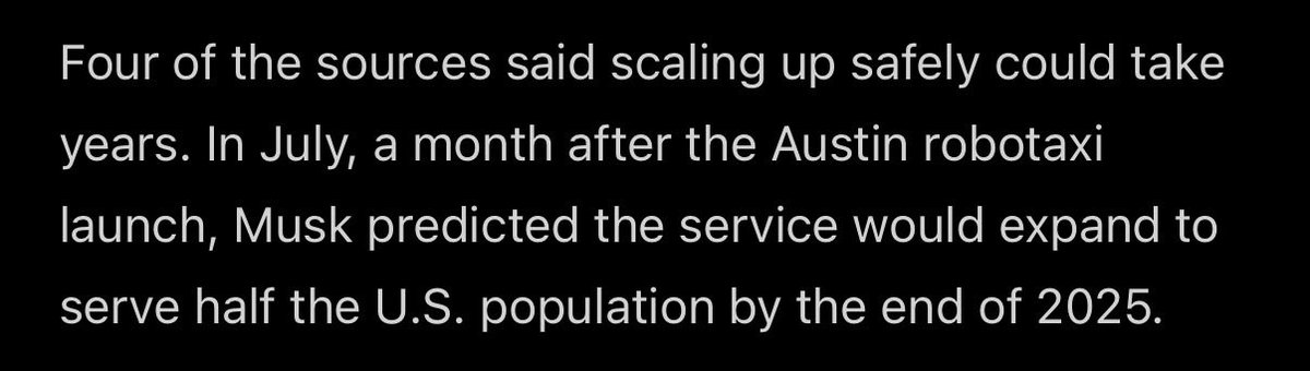 grantbelden's tweet photo. The entire Tesla FSD robotaxi network rollout has been complete bullshit

It isn’t scaling because it was never built to scale

It was built to keep the rubes believing

If you can’t see that from this Reuters article….they’ve got stock in a $1.6T car company to sell you https://t.co/NEgwX1GtQA