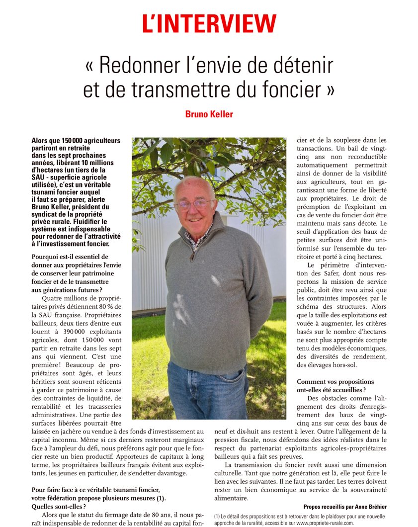 FNPPROfficiel's tweet photo. 📢Dans @FranceAgricole - 29 mai
🎙️ Bruno Keller, Président de la FNPRR
📰 "Redonner l’envie de détenir et de transmettre du foncier "🌱Un regard actuel sur les enjeux de la propriété rurale👉adhérez près de chez vous https://t.co/TDaavpHSM2 #Foncier #Agriculture #Ruralité #FNPRR https://t.co/EFtrF9qSQH
